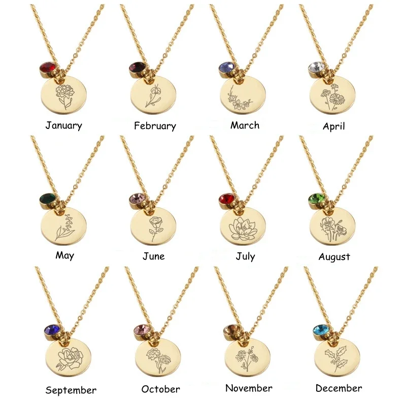 Birth Flower Necklace - Mese di nascita Fiori Clipart Dischi