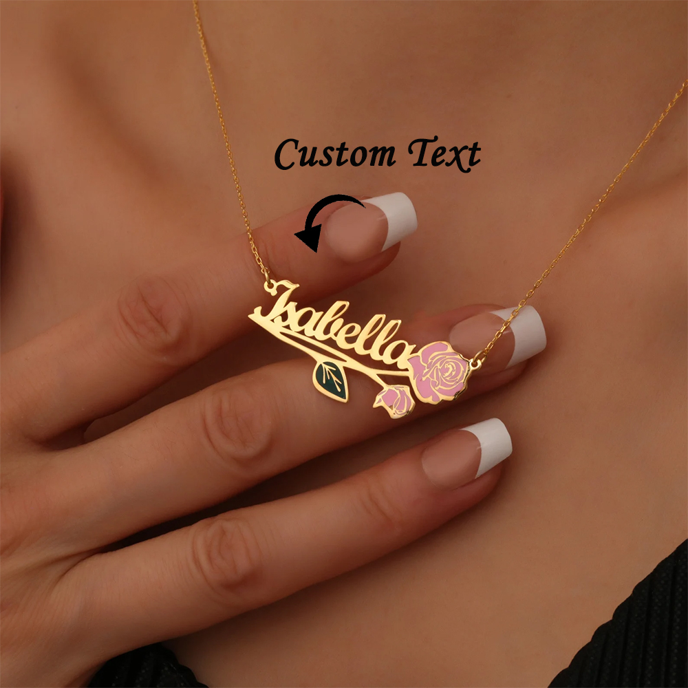 Name Necklace Custom - Collana personalizzata con nome e fiore