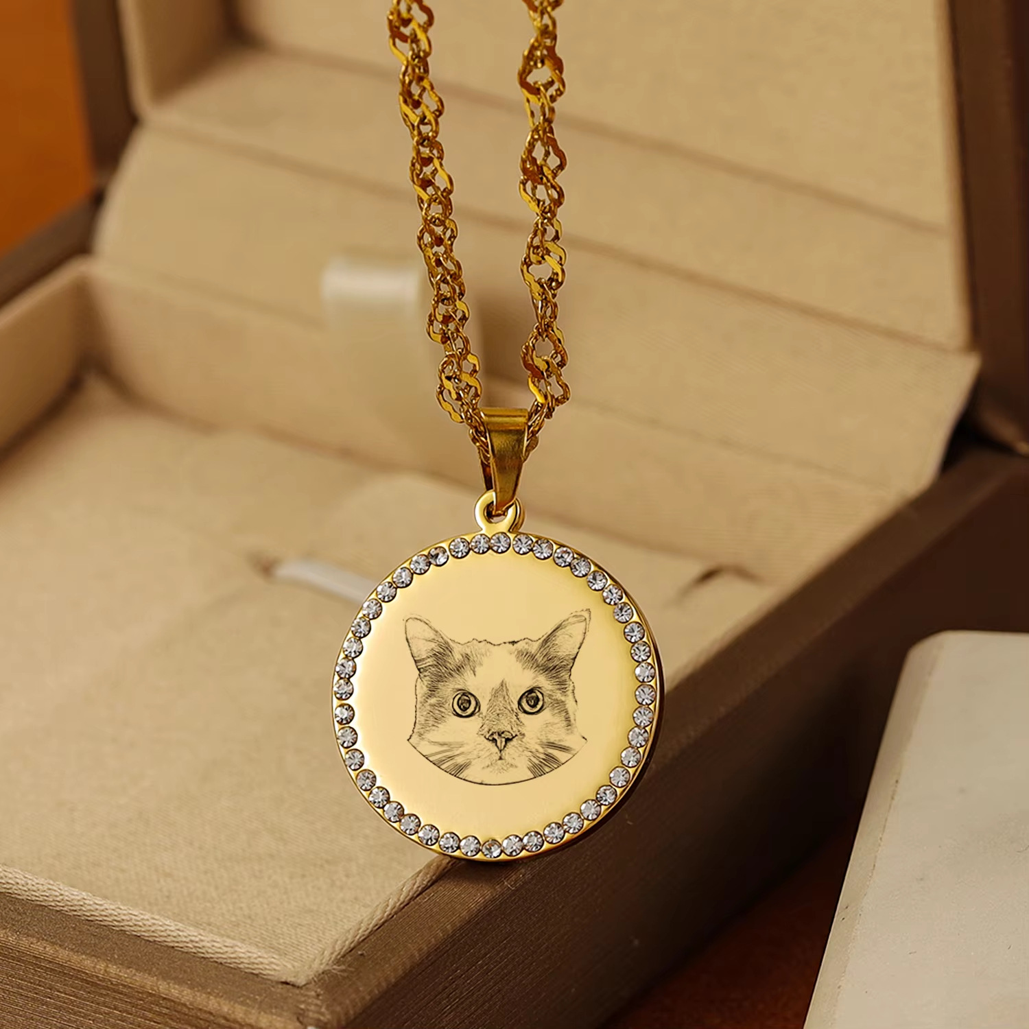 Pet Portrait Custom - Collana con disco personalizzato inciso con