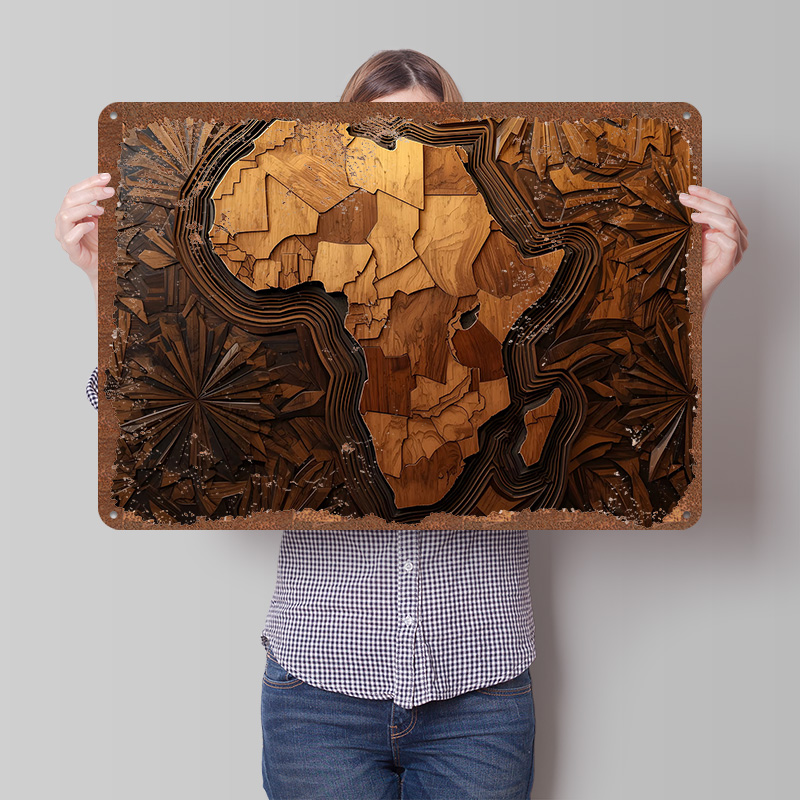 Custom Map Poster - Mappa dell'Africa intaglio del legno arte