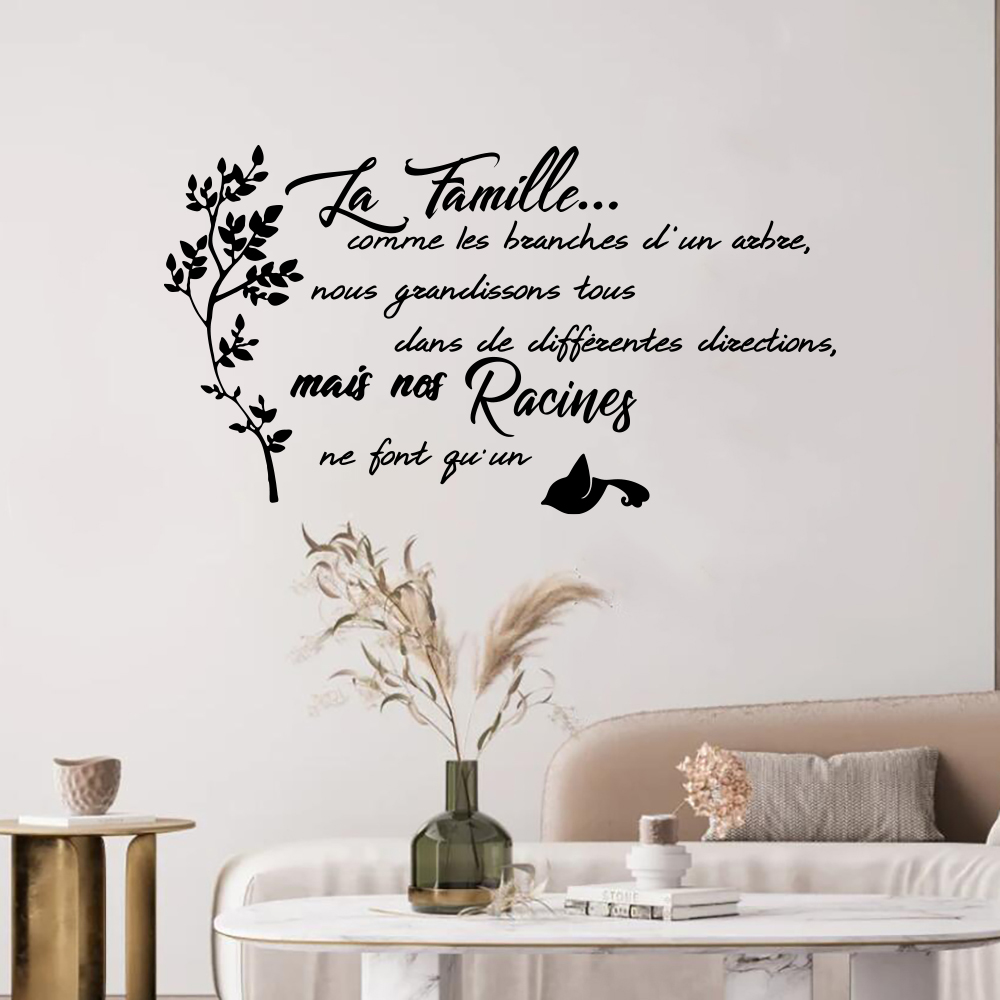 Family Tree Print - Citazione della famiglia francese Albero Uccello