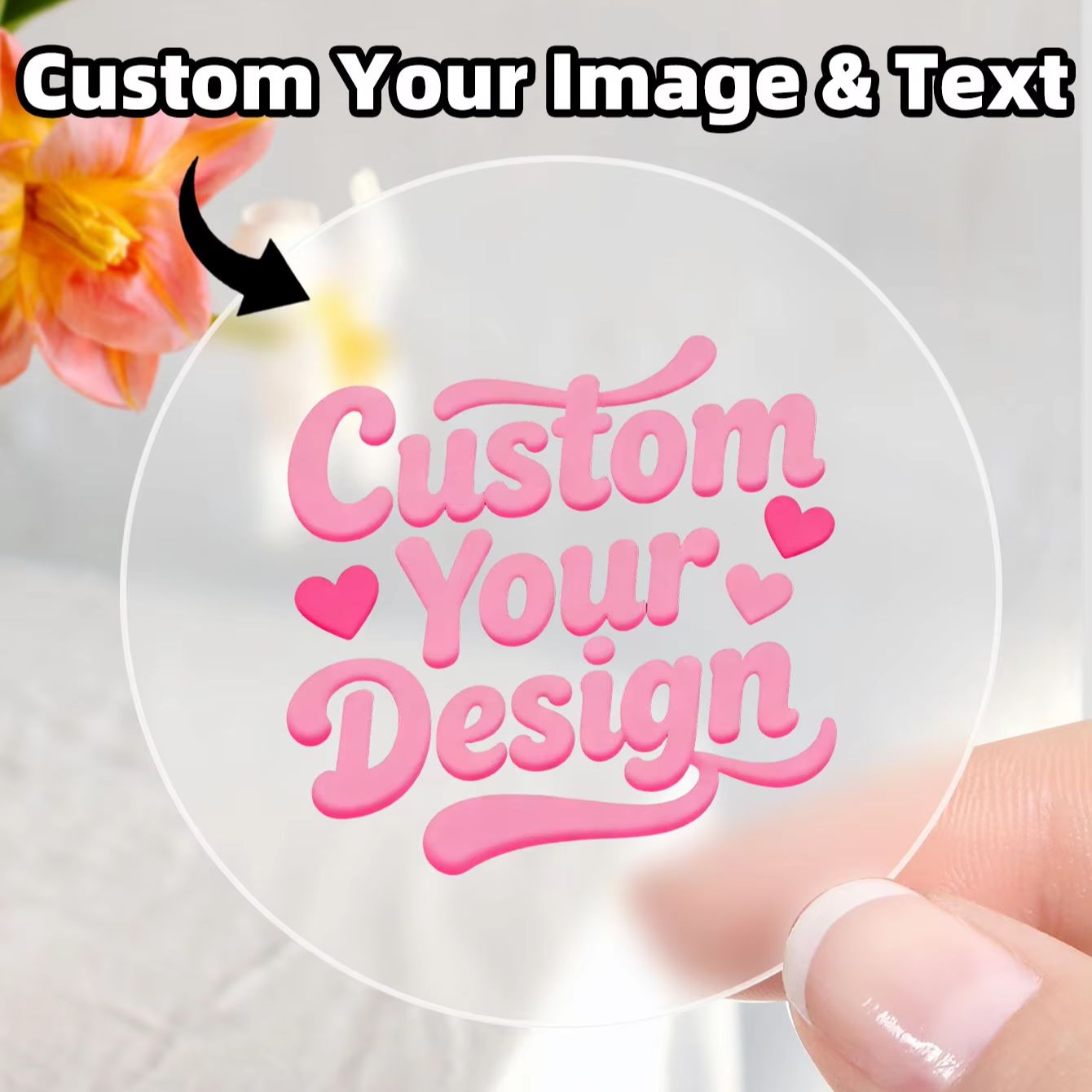Personalised Candle Label - 1-90 Pezzi Etichette Adesive Rotonde Trasparenti