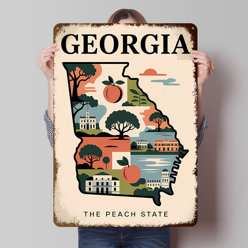 Custom Map Poster - Poster Illustrato della Georgia: The Peach