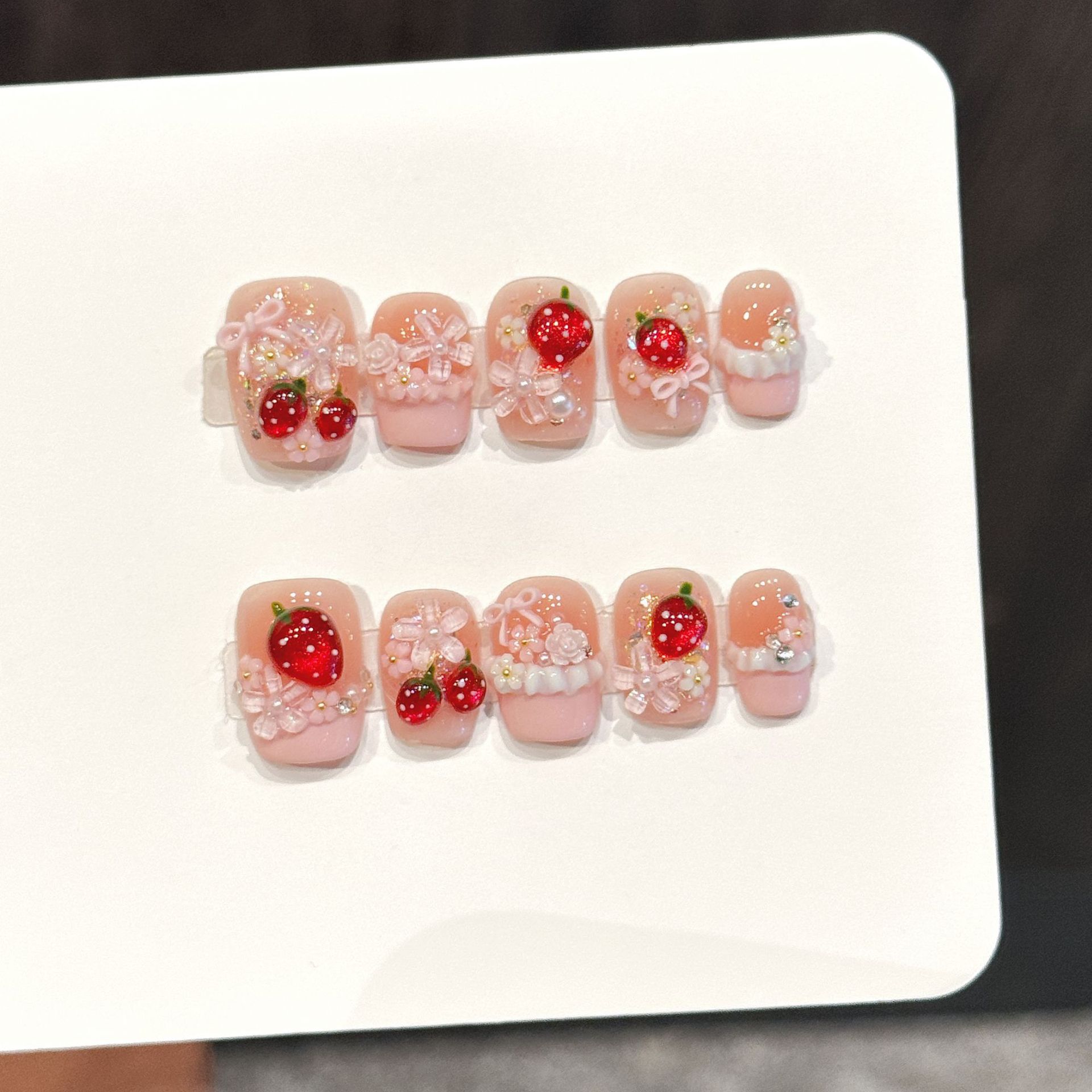 Pressed Flower Art - 10 pezzi carino fragola rossa stampa