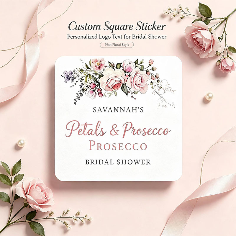 Personalized Name Box - Adesivi Quadrati Personalizzati con Petali di