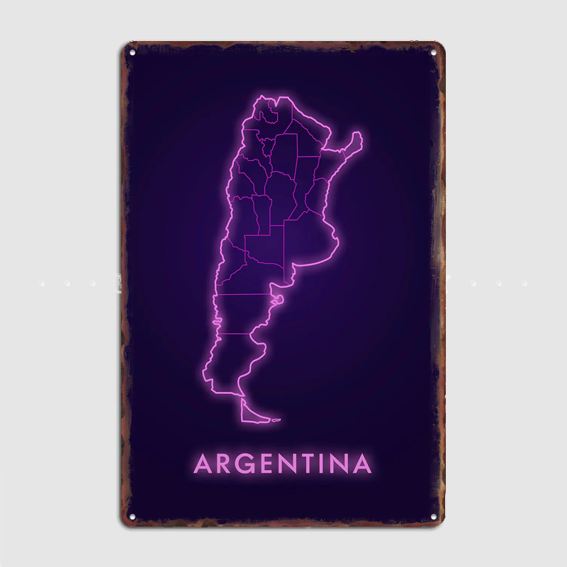 Custom Map Poster - Insegna in Metallo con Mappa dell'Argentina