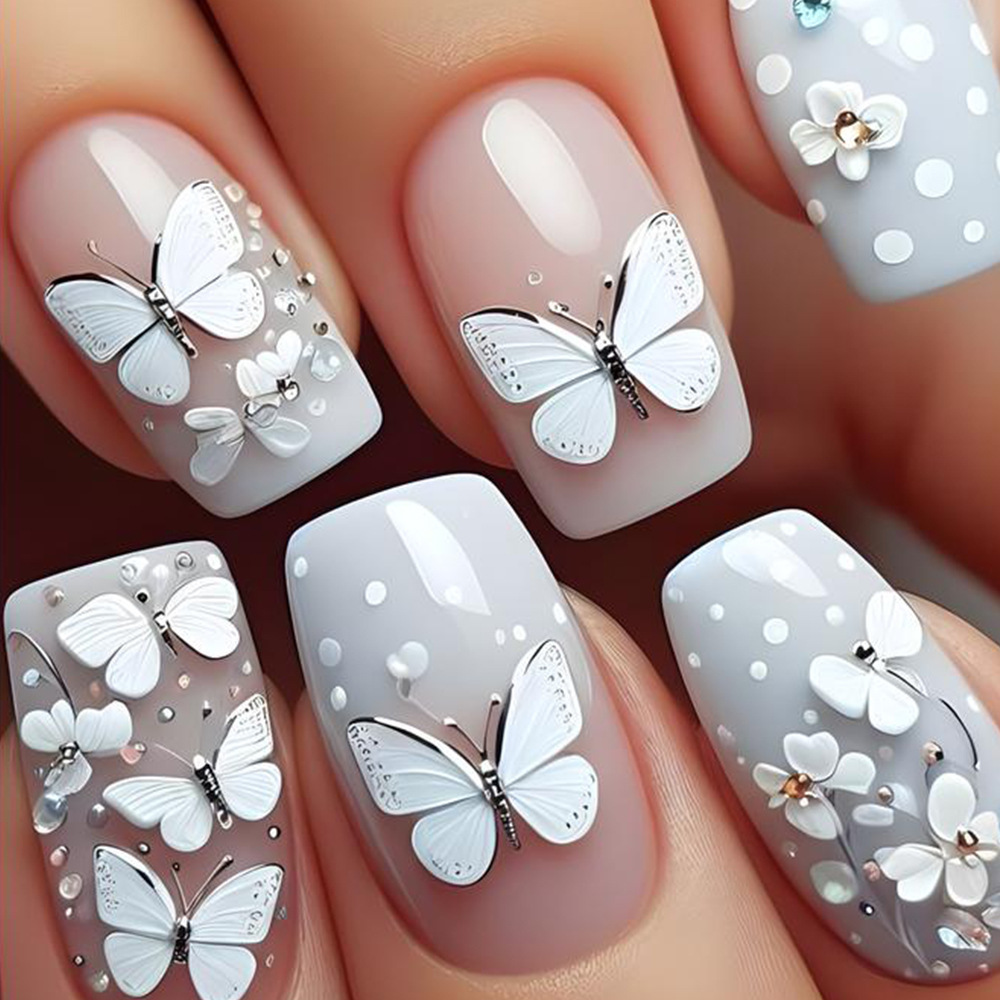 24 pezzi/set unghie finte quad - Pressed Flower Art recensione e prezzo
