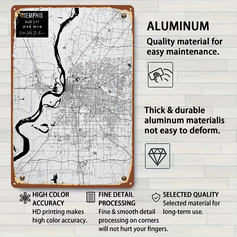 Memphis TN USA Targhe in banda - Custom Map Poster recensione e prezzo