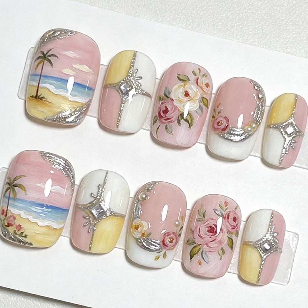 24 Pezzi di Unghie Finte di Lu - Pressed Flower Art recensione e prezzo