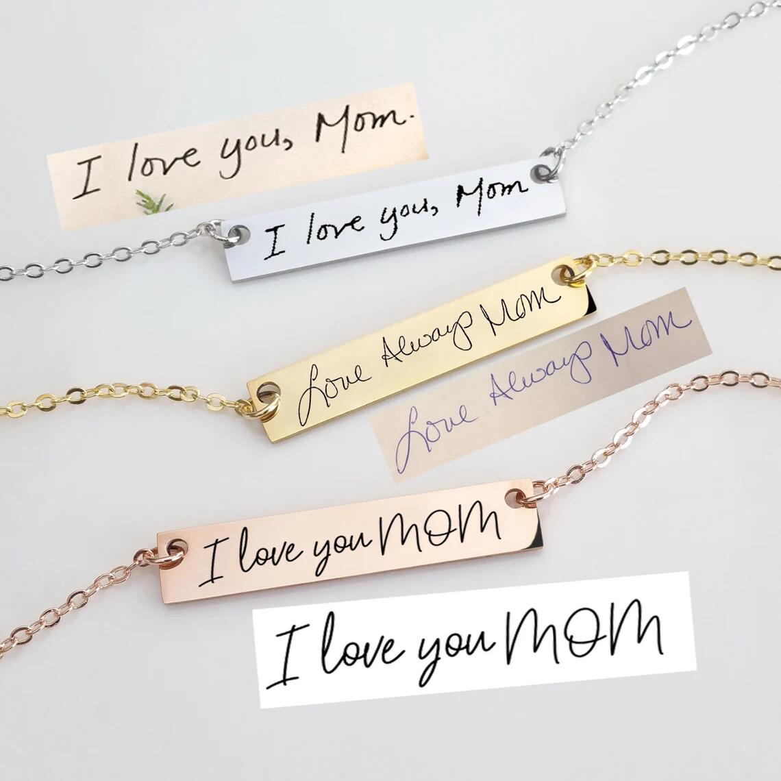 Actual Handwriting Bar Necklac - Handwriting Necklace Bar recensione e prezzo