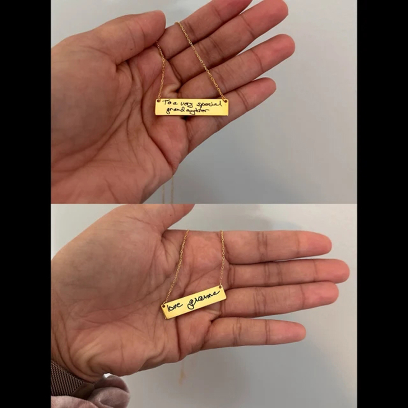 Collana con ciondolo a barra c - Handwriting Necklace Bar recensione e prezzo